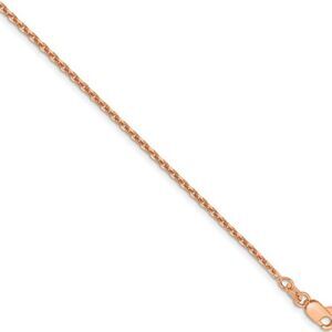 1.65mm 14k Rose Gold Solid Diamond Cut Cable Chain Necklace, 16 Inch